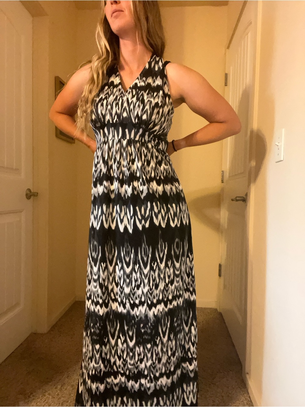 Black and White Patterned Maxi Dress